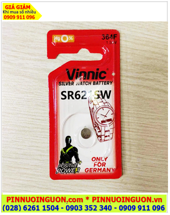 Vinnic SR621SW, Pin đồng hồ 1.55v Silver Oxide Hg0% Vinnic SR621SW-Pin 361F (Loại vỉ 01viên)